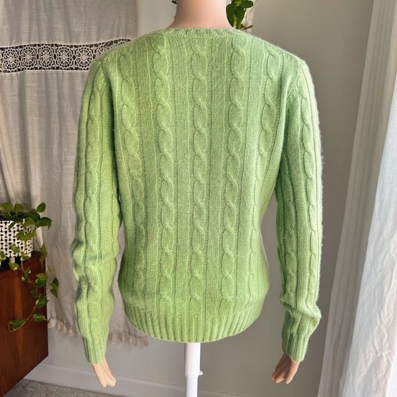 VINEYARD VINES Women's Green 100% Cable Knit Cashmere Sweater - Picture 3 of 8